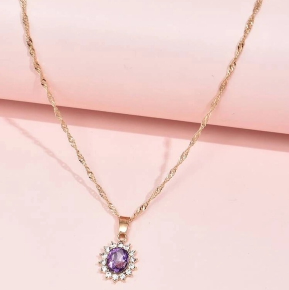 *Wendy* Purple Stone Necklace - Picture 6 of 6